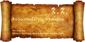 Kolozsváry Klaudia névjegykártya